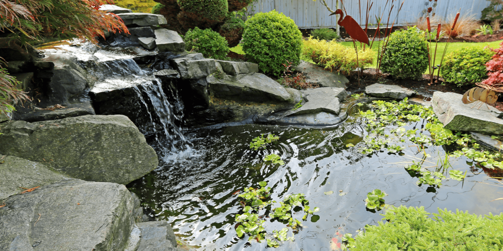-living color garden center water fall in garden pond