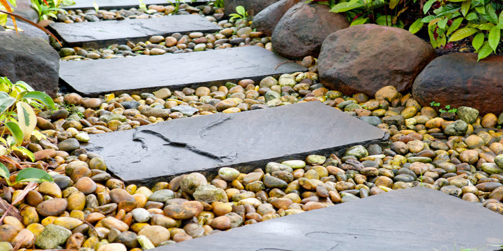 Living color garden center- All About Pathways-river stone pathway